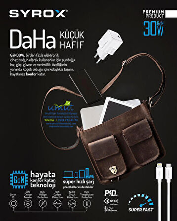 Syrox Lightning - Type-C 30 Watt Hızlı Şarj Aleti Beyaz