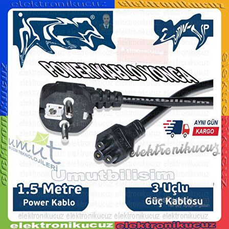 KABLO POWER YONCA 1.KALİTE -HsYn- 1.5 METRE - BİLGİSAYAR PC NOTEBOOK LAPTOP 3 LÜ ADAPTÖR KABLOSU 