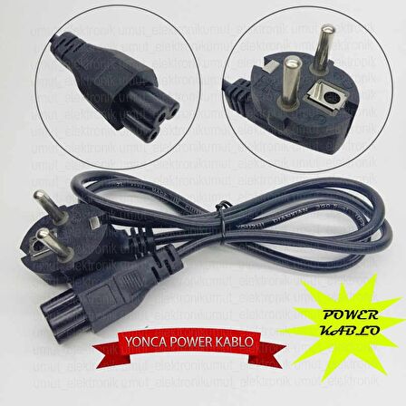 YONCA TİPLİ BİLGİSAYAR PC NOTEBOOK LAPTOP 3 LÜ ADAPTÖR KABLO POWER KABLO 220 V GÜÇ KABLOSU 1.5 METRE 