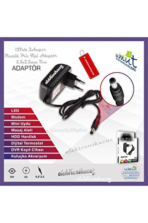 UmUt_ 24W Ürün 12 VOLT 2 AMPER 12V 2A RGB ŞERİT LED LET ADAPTERÜ SMPS MODEM UYDU 