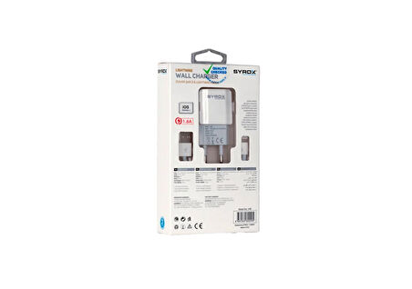 Apple Lightning Adaptör+Kablo Şarj 1.6A Şarj Cihazı Iphone 8/8+/X/XS SYX-J46