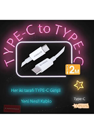Syrox C95 Type-C To Type-C 3.0A Hızlı Şarj Ve Data Kablosu 2Metre
