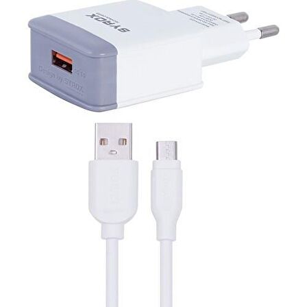 Syrox EU-10 Micro USB 18 Watt Hızlı Şarj Aleti Beyaz