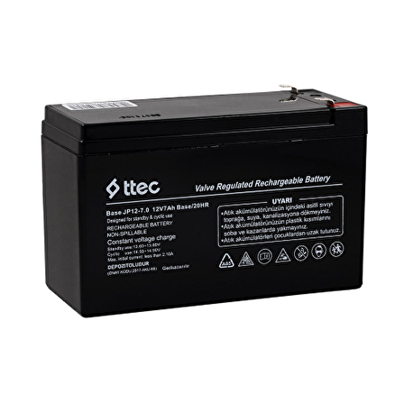 TTEC 12v 7ah Kuru Tip Akü / 12 VOLT 7 AMPER AKÜ - BAKIMSIZ ŞARJ EDİLEBİLİR PİL.