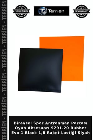 Bireysel Spor Antrenman Parçası Oyun Aksesuarı 9291-20 Rubber Evo 1 Black 1,8 Raket Lastiği Siyah