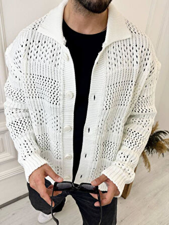 Hırka Oversize Özel Örgülü Triko Desenli Salaş Örgü Hırka