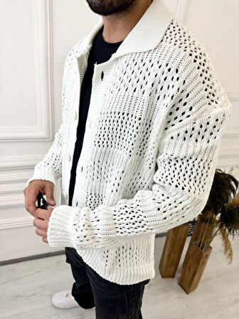 Hırka Oversize Özel Örgülü Triko Desenli Salaş Örgü Hırka