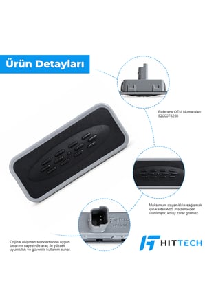 Renault Zoe, Clio 3, Megane 2 ve Laguna 2 Uyumlu Bagaj Açma Düğmesi Butonu Switch Oem 8200078258