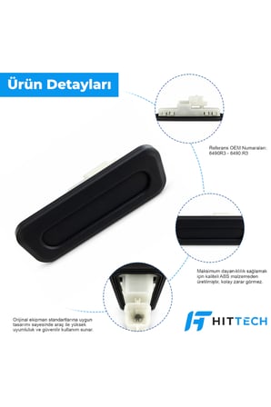 Peugeot Partner, 207, 308, 407, Expert, Citroen Berlingo, C3, C4, C5, Jumpy ve Fiat Scudo Uyumlu Bagaj Açma Düğmesi