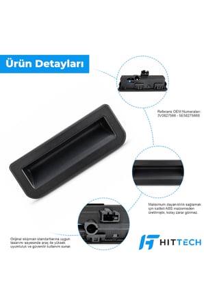 Volkswagen, Audi, Seat, Skoda ve BMW Uyumlu Bagaj Açma Düğmesi Butonu Switch OEM 3V0827566 5E5827566B