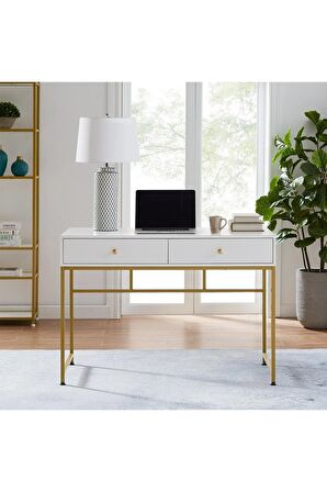 Serenity Beyaz Gold Metal Çalışma Masası