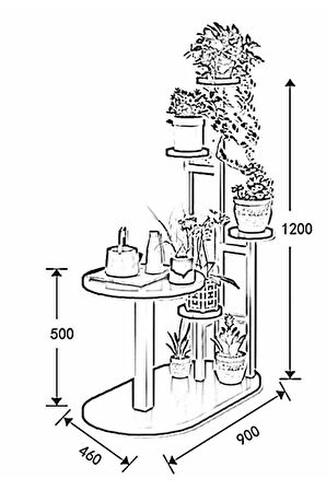 Cindy Metal / Ahşap Yan Sehpa Saksılık Çiçeklik