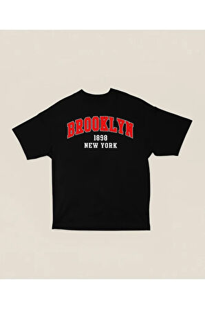 Oversize Brooklyn 1898 New York Yazılı Unisex Tişört