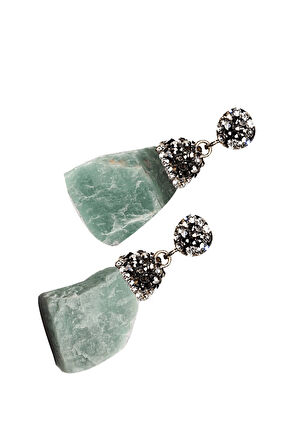 Sertifikalı Zirkon Taşlı Ham İşlenmemiş Amazonit Taşı Kolye