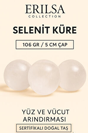 Sertifikalı Selenit Taşı Küre – Aura Temizliği ve Yüz-Vücut Arındırması İçin Doğal Enerji Küresi
