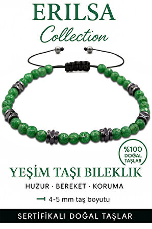 Sertifikalı İnce Model Fasetli Terahertz ve Yeşim Jade Taşı Bileklik – Enerji Dengeleyici