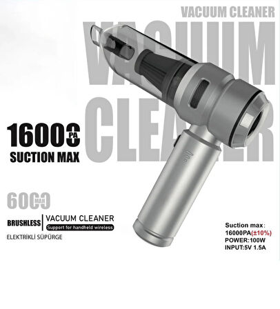 Ultra Güçlü Emiş Profesyonel Portatif 3 Kademeli Tabilir Vakumlu Kablosuz Üflemeli Mini Araç Süpürgesi