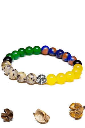 Sertifikalı Ikizler Burcu Doğal Taş Bileklik - Gümüş Aparatlı