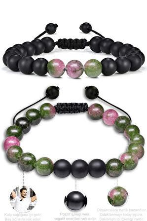 Sertifikalı Makrome Doğal Anyolit Taşı Bileklik Seti