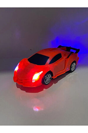 Transformers Arabası Turuncu Işıklı Sesli Kendinden Robota Dönüşebilen Çarp Dön Araba 25 cm