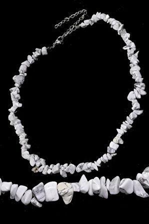 Sertifikalı Doğal Havlit Kırık Taşlı Kolye