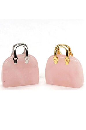 Sertifikalı Çanta Model Pembe Kuvars Taşı Kolye