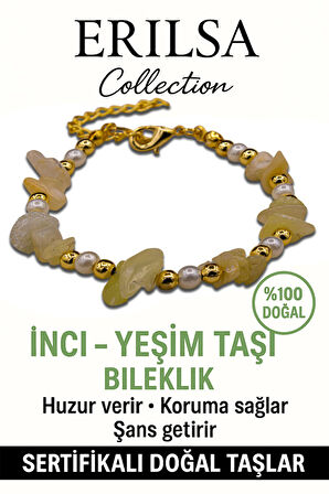 Sertifikalı İnci ve Yeşim Taşı Bileklik – Huzur, Koruma ve Şans