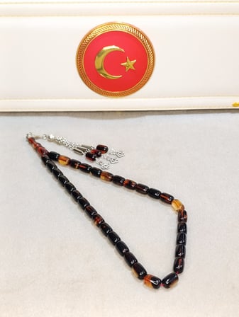 ATEŞ KEHRİBAR TESBİH USTA YAPIMI KAPSÜL KESİM