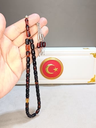 ATEŞ KEHRİBAR TESBİH USTA YAPIMI KAPSÜL KESİM