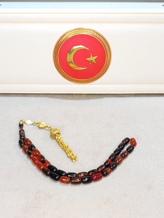 ATEŞ KEHRİBAR TESBİH USTA YAPIMI KAPSÜL KESİM