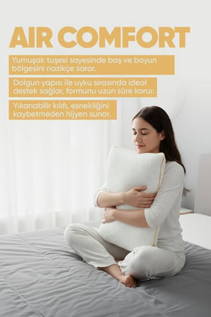 Büyük Boy Ortopedik Visco Yastık - Air Comfort Cilt Dostu Anti Uv ( XXL ) Uyku Yastığı Yumuşak Tuşe