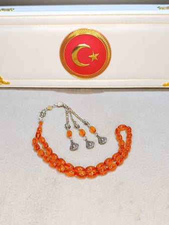 SIKMA KEHRİBAR TESBİH AMBER RENGİ USTA YAPIMI