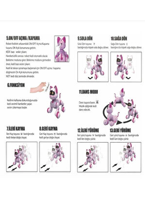 Uzaktan Kumandalı Şarjlı Akıllı Kedi İnteraktif Eğitici Ve Eğlendirici Robot Oyuncak Kumandalı