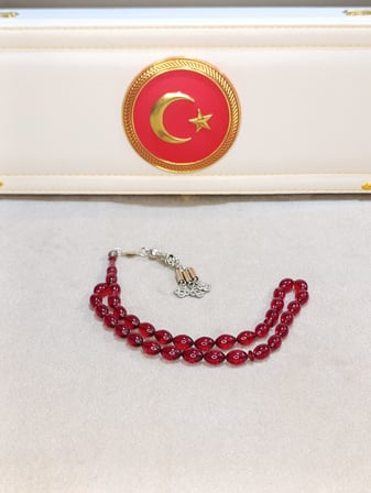 ATEŞ KEHRİBAR TESBİH USTA YAPIMI VE İMZALI