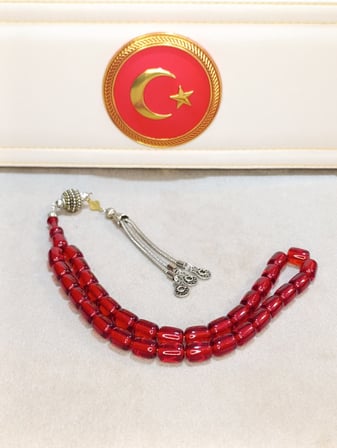 ATEŞ KEHRİBAR TESBİH USTA YAPIMI VE İMZALI KAPSÜL KESİM