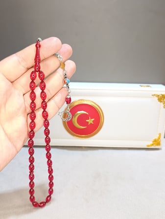 ATEŞ KEHRİBAR TESBİH USTA YAPIMI ARPA KESİM