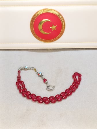 ATEŞ KEHRİBAR TESBİH USTA YAPIMI ARPA KESİM