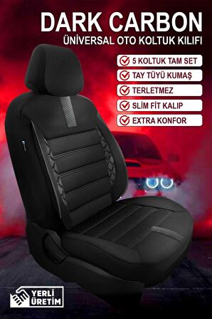 Universal Dark Carbon Tofaş Doğan Uyumlu Oto Koltuk Kılıfı 5 KOLTUK TAM SET