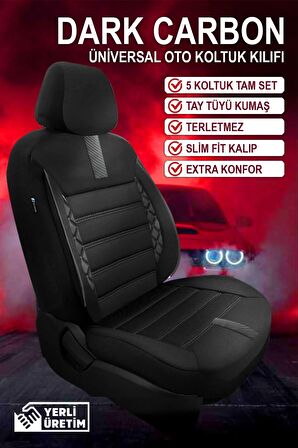 Universal Dark Carbon Chevrolet Aveo Uyumlu Oto Koltuk Kılıfı 5 KOLTUK TAM SET