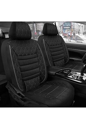 Universal NMS Bel Destekli Ortopedik Premio Siyah Tay Tüyü Süet Peugeot 308 Uyumlu Koltuk kılıfı