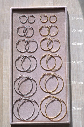 56 mm Gold Düz İnce Halka Küpe