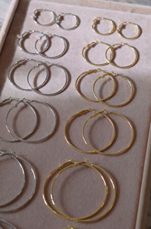 56 mm Gold Düz İnce Halka Küpe