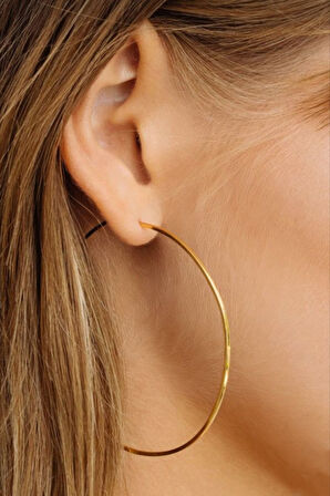 66 mm Gold Düz İnce Halka Küpe