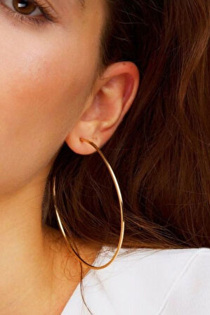 66 mm Gold Düz İnce Halka Küpe