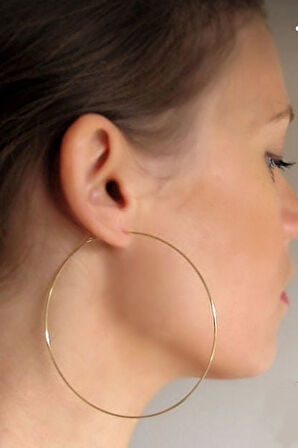66 mm Gold Düz İnce Halka Küpe