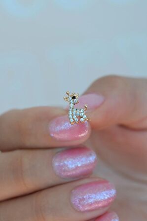 Zirkon Taşlı Yavru Zürafa Kıkırdak Küpesi Helix Lob