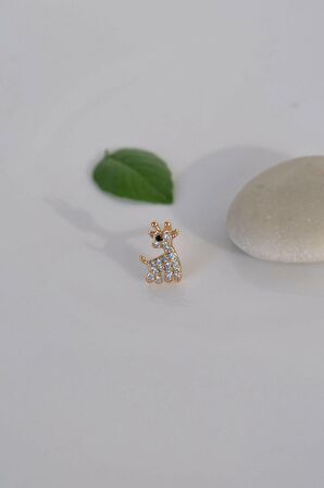 Zirkon Taşlı Yavru Zürafa Kıkırdak Küpesi Helix Lob