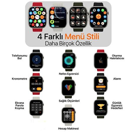 Lavinmobil Watch 8 Hk 9 Pro Gri Akıllı Saat