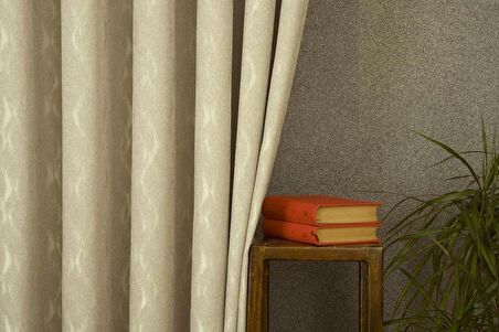 Massarelli Fon Perde Helezonik Desen Açık Bej 1-3 Sık Pile 