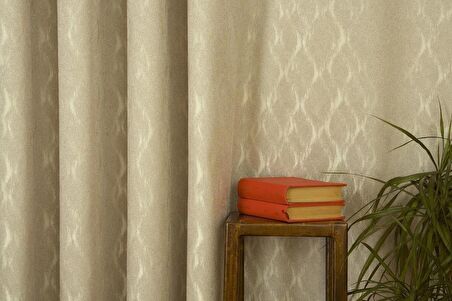 Massarelli Fon Perde Helezonik Desen Açık Bej 1-2 Seyrek Pile 